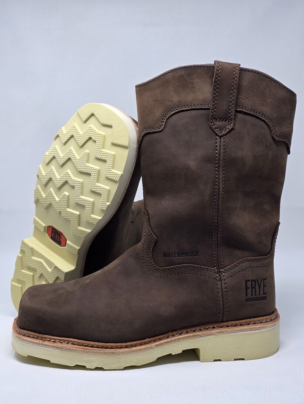 Frye Supply Steel Toe Boots FR40304 Waterproof Wellington Men's Size 8.5W Brown